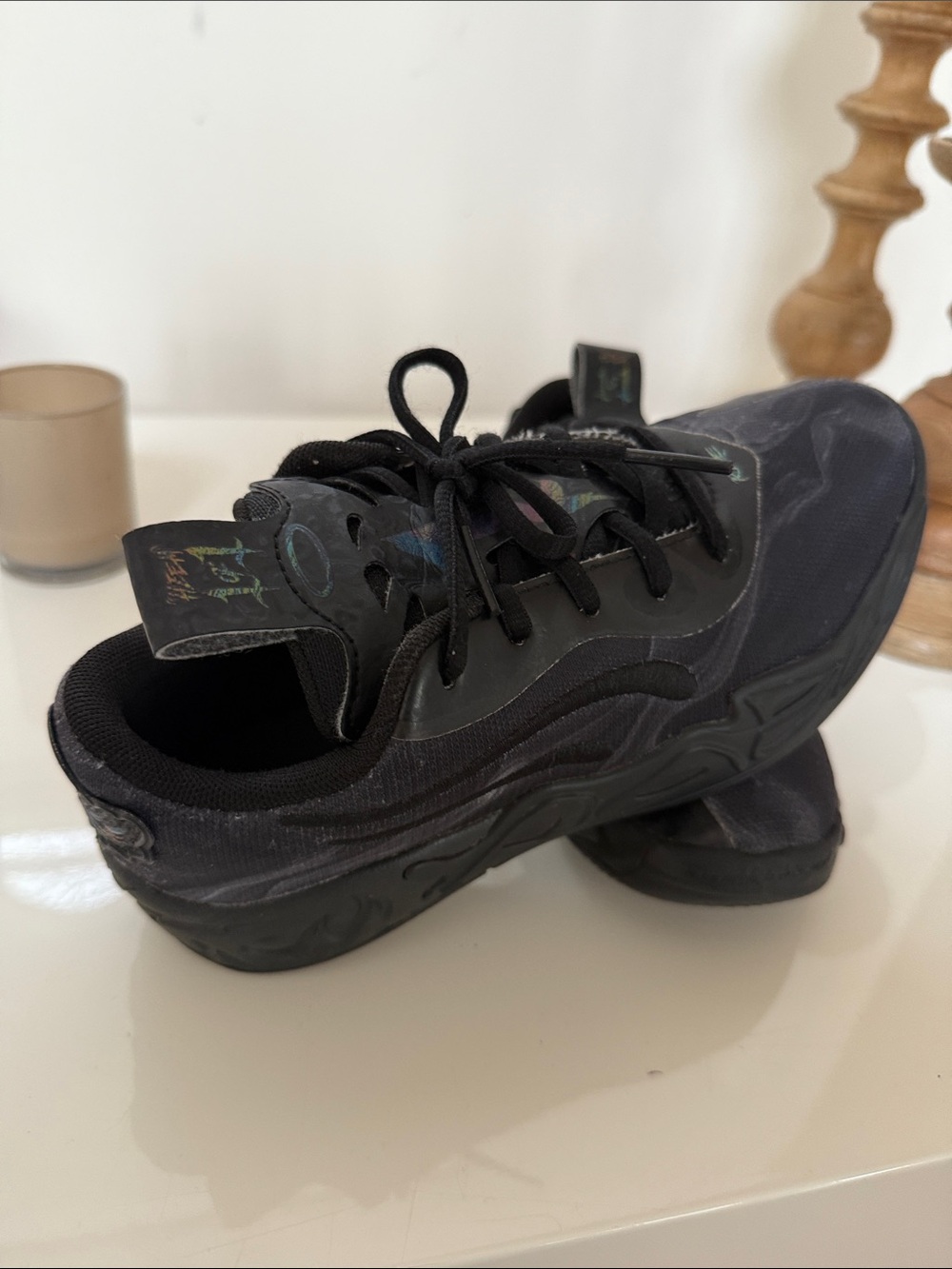 Puma Kids Black Lace-Up Athletic Sneakers